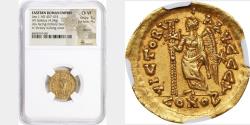 Ancient Coins - LEO I, A.D. 457-474. AV Solidus (4.34 gms), Constantinople Mint, 4th Officina. NGC Ch VF