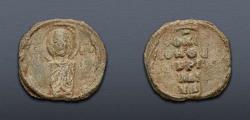 Ancient Coins - Byzantine Empire: Georgios. 11th century. PB Seal (25mm, 11.41 g, 12h). Facing bust of Theotokos,