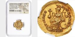 Ancient Coins - THEODOSIUS II, A.D. 402-450. AV Solidus (4.50 gms), Constantinople Mint, 4th Officina,