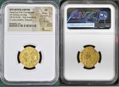 Ancient Coins - Heraclius with Heraclius Constantine (AD 613-641). AV solidus (21mm, 4.25 gm, 7h). NGC XF 3/5 - 2/5, graffiti, clipped. Constantinople, 2nd officina, AD 629-631. dd NN hЄRACLIЧS ЄT