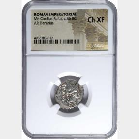 ROMAN REPUBLIC. Mn. Cordius Rufus. AR Denarius, Rome Mint, 46 B.C. NGC ...