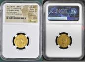Ancient Coins - JUSTIN II, 565-578. AV Solidus (4.44 gms), Constantinople Mint, 8th Officina, 567-578. NGC Ch AU
