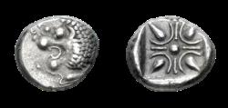 Ancient Coins - SATRAPS of CARIA. Hekatomnos. Circa 392/1-377/6 BC. AR Tetrobol (15mm, 4.18 g). Milesian standard. Mylasa mint.