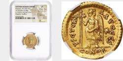 Ancient Coins - MARCIAN, A.D. 450-457. AV Solidus (4.38 gms), Constantinople Mint, 6th Officina. NGC VF