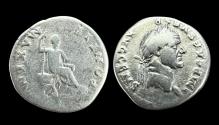 Ancient Coins - Roman Empire, Vespasian Silver Denarius AR – Rome Mint AD 73 | Pontifex Maximus