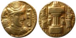 Ancient Coins - SASANIAN KINGS. Varahran V. 420-438 AD. Gold Dinar. Sind. Lovely strike. Rare.