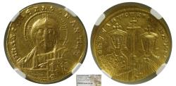 Ancient Coins - BYZANTINE EMPIRE, Constantine VII & Romanus II. AV Solidus. NGC-Choice VF.