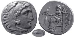 Ancient Coins - KINGS of MACEDON, Alexander III. 336-323 BC. AR Drachm. Early posthumous issue of Colophon.