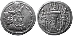 Ancient Coins - SASANIAN KINGS; Shahpur II, 309-379 AD. AR Drachm. Nice style.