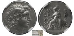Ancient Coins - KINGDOM of THRACE, Lysimachus. 305-281 BC. AR Tetradrachm. NGC-Choice VF. Fine Style.
