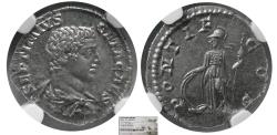 Ancient Coins - ROMAN EMPIRE, Geta. 209-211 AD. Issue as Caesar. AR Denarius. NGC-Choice XF.