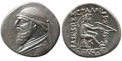 Ancient Coins - PARTHIAN KINGS. Mithradates II. 121-91 BC. AR Drachm. Lustrous.