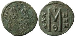 Ancient Coins - BYZANTINE EMPIRE, Michael II and Theophilus. 820-829 AD. Æ Follis.