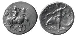 Ancient Coins - CALABRIA, Tarentum. Circa 240-228 BC. AR Nomos. FDC. Fully lustrous.