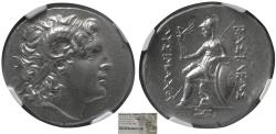 Ancient Coins - KINGDOM of THRACE, Lysimachus. 305-281 BC. AR Tetradrachm.NGC-Choice AU. Fine Style.