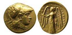 Ancient Coins - SELEUKID KINGS, Seleukos I. Gold Stater. Babylon mint. In the name of Alexander III.