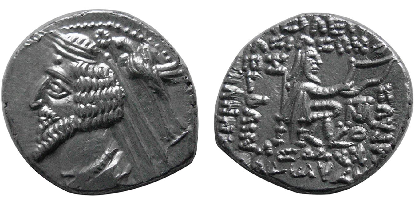 KINGS of PARTHIA; Phraates IV. 38-2 BC. AR Drachm. Laodicea mint.