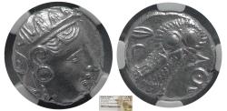 Ancient Coins - ATTICA, Athens. Circa 353-294 BC. AR Tetradrachm. NGC-Choice AU