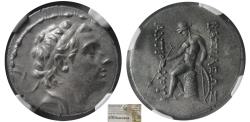 Ancient Coins - SELEUKID KINGDOM, Antiochus III. 222-187 BC. AR Tetradrachm. NGC-AU.