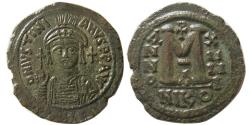 Eski Paralar - BİZANS DEVLETİ.  Justinian I. AD.  527-565.  Lis Follis.  Nicomedia nane, 14 yaşında.
