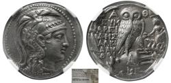 Ancient Coins - ATTICA, Athens. Circa 2nd-1st Centuries BC. New Style Coinage. AR Tetradrachm. NGC-XF.