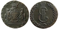 World Coins - RUSSIAN EMPIRE, Catherine II. 1762-1796. Copper 10 Kopecks. KM (Siberia), dated 1780.