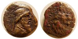 Ancient Coins - KINGS of PARTHIA; Mithradates II. 121-91 BC. Æ Chalkoi. Very rare.