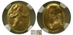 Ancient Coins - ACHAEMENID EMPIRE, temp. Artaxerxes I to Xerxes II. Gold Daric. NGC-AU.