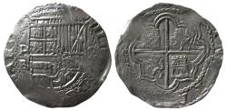Ancient Coins - SPAINISH COLONIAL, Lima, Peru. Philip II. late 1600s. Cobb 8 Reales.