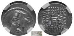 Ancient Coins - PARTHIAN KINGDOM, Artabanus IV. Circa 10-38 AD. AR Drachm. Ecbatana mint. NGC-AU.