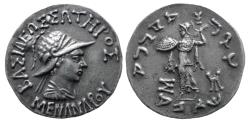 Ancient Coins - KINGS of BAKTRIA, Menander I Soter, Ca. 165/55-130 BC. AR Tetradrachm. Bilingual series.