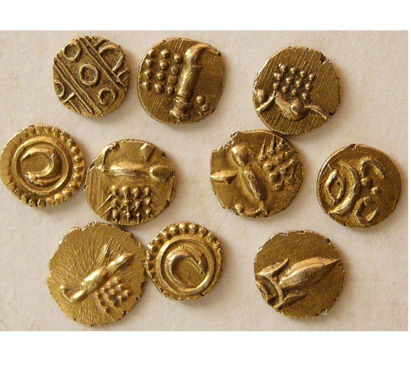 INDIA, Medieval. Ca. 1400-1750 AD. Group lot of 10 different Gold ...
