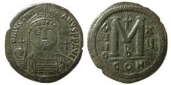 Eski Paralar - BİZANS DEVLETİ.  Justinian I. AD.  527-565.  Lis Follis.  Konstantinopolis nane, 15 yaşında.