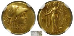 Ancient Coins - KINGS of MACEDON, Alexander III, 336-323 BC. AV Stater. Early Posthumous issue. Miletos. NGC-XF.