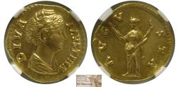 Ancient Coins - ROMAN EMPIRE, Diva Faustina, Senior. AV Aureus. Posthumous. Consecration issue. NGC-AU.