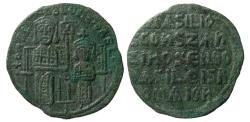 Ancient Coins - BYZANTINE EMPIRE, Basil I the Macedonian, with Constantine. 867-886. Æ Follis.
