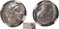 Ancient Coins - ATTICA, Athens. 440-404 BC. Silver Tetradrachm. NGC-MS.