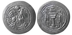 Ancient Coins - SASANIAN KINGS, Vahram (Bahram) V. 420-438 AD. AR Drachm. Fully lustrous.