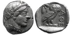 Ancient Coins - ATTICA, Athens. 440-404 BC. AR Tetradrachm.  Lightly toned. Fully lustrous.