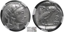 Ancient Coins - ATTICA, Athens. 440-404 BC. Silver Tetradrachm. NGC-MS.  Lovely style and strike. Fully lustrous.