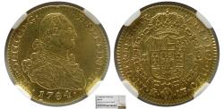Ancient Coins - SPAIN, Charles III. 1794 M-MF. Gold 2 Escudos. Madrid mint. NGC-AU55.