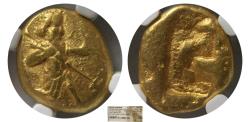 Ancient Coins - ACHAEMENID EMPIRE, temp. Artaxerxes I to Xerxes II. Circa 5th. Century BC. Gold Daric. NGC-XF.