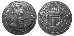Ancient Coins - SASANIAN KINGS, Ardaxsir (Ardashir) I. AR Drachm. Three large pellets on obverse. Extremely rare.