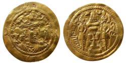 Ancient Coins - SASANIAN KINGS. Khusro I. 531-579 AD. Gold Imitative Dinar. SK (Sijistan) mint, regnal year 27. RRR.