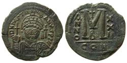 Eski Paralar - BİZANS DEVLETİ.  Justinian I. AD.  527-565.  Lis Follis.  Konstantinopolis nane, 22 yaşında.
