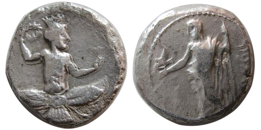 Ancient Coins - CILICIA, Tarsos. Tiribazos, Satrap of Lydia. 388-380 BC. AR Stater. Rare.
