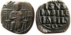 Ancient Coins - BYZANTINE EMPIRE; Anonymous. Temp. Constantine IX. circa 1042-1055 AD. Æ Follis