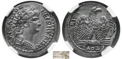 Ancient Coins - SYRIA, Seleukia and Pieria. Nero. 54-68 AD. AR Tetradrachm.  NGC-Choice XF. Merrill Gibson Collection.