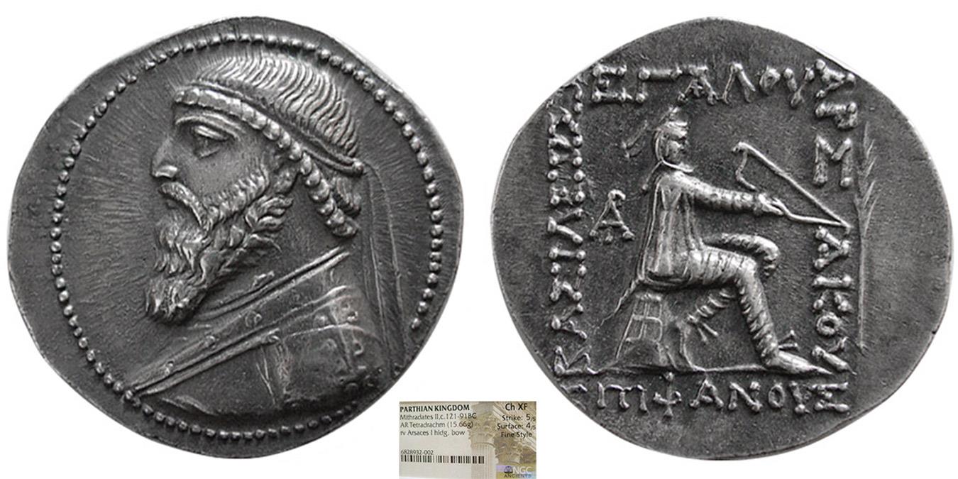 KINGS of PARTHIA, Mithradates II. 121-91 BC. AR Tetradrachm