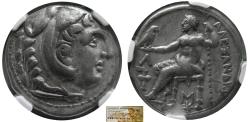 Ancient Coins - KINGDOM of MACEDON, Alexander III. AR Tetradrachm. Early posthumous issue. NGC-VF.